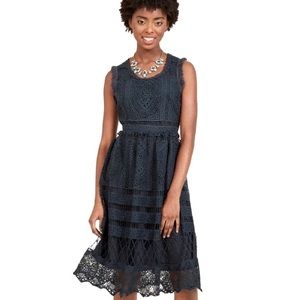 Geade Lace Eyelet Boho Lined Sleeveless Midi Dress Blue Green XL Wedding Guest